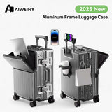 2025 Aluminum Frame Suitcase PC Hard Shell Pressure-Resistant Travel Luggage, 360° Silent Swivel Wheels, with TSA Lock.