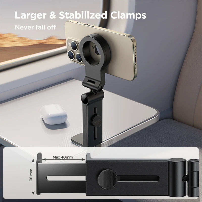 Joyroom Magnetic Airplane Phone Holder Travel Essentials Flexible Rotation Hands-Free Airplane Phone Mount for Iphone 15 Pro Max