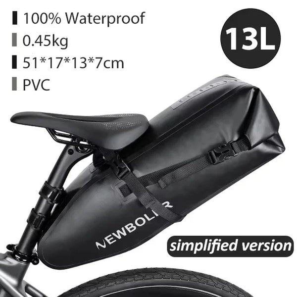 Bicycle Bag Waterproof 13L Large Capacity Bicycle Saddle Bag Bicycle Foldable Tail Bag Mountain Bike Road Luggage