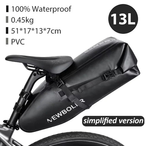 Bicycle Bag Waterproof 13L Large Capacity Bicycle Saddle Bag Bicycle Foldable Tail Bag Mountain Bike Road Luggage