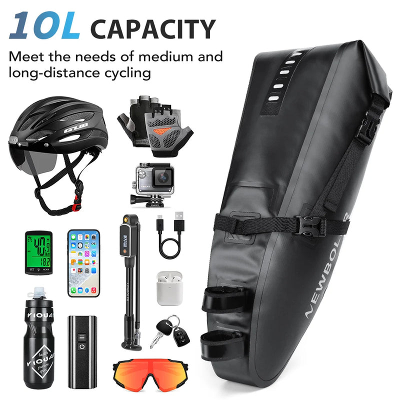 Bicycle Bag Waterproof 13L Large Capacity Bicycle Saddle Bag Bicycle Foldable Tail Bag Mountain Bike Road Luggage