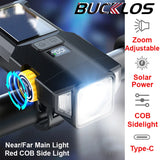 Bicycle Front Light 4000Mah Zoom Near/Far Bike Headlight Long Endurance Cycling Lights Solar Power Recharge Waterproof MTB Parts