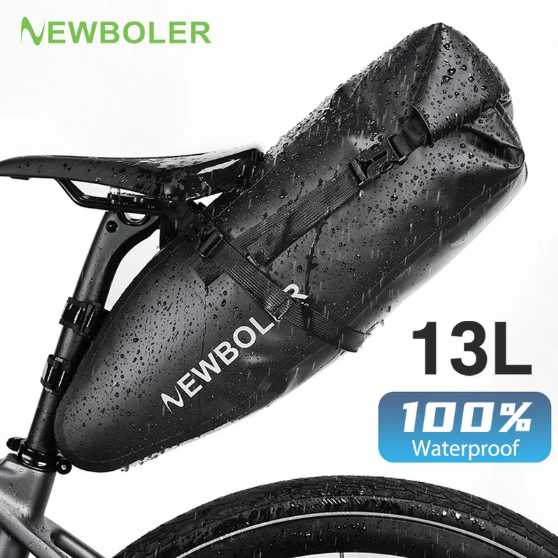 Bicycle Bag Waterproof 13L Large Capacity Bicycle Saddle Bag Bicycle Foldable Tail Bag Mountain Bike Road Luggage