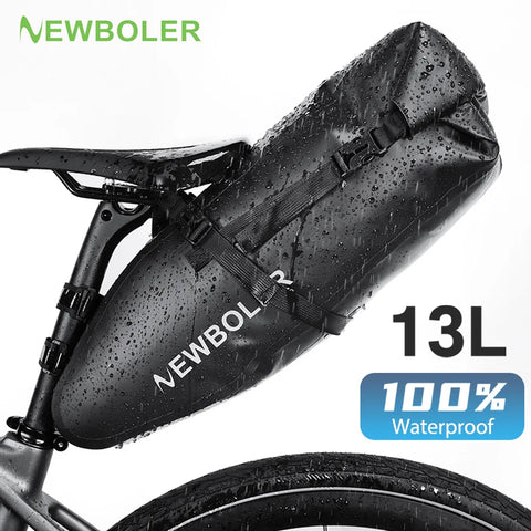 Bicycle Bag Waterproof 13L Large Capacity Bicycle Saddle Bag Bicycle Foldable Tail Bag Mountain Bike Road Luggage