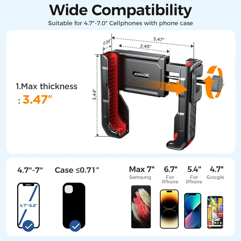 Joyroom 2024 Bike Phone Holder  One-Hand Operation Bicycle Motorcycle Phone Holder for 4.7-7" Mobile Phone Shockproof