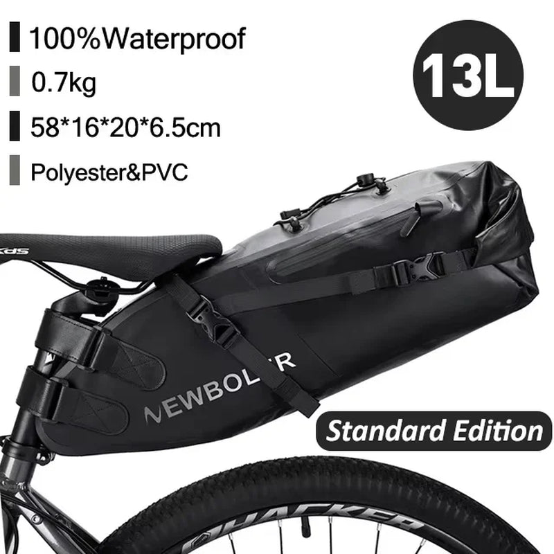 Bicycle Bag Waterproof 13L Large Capacity Bicycle Saddle Bag Bicycle Foldable Tail Bag Mountain Bike Road Luggage