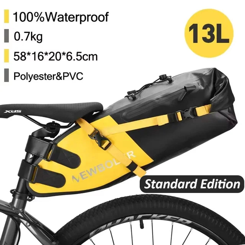 Bicycle Bag Waterproof 13L Large Capacity Bicycle Saddle Bag Bicycle Foldable Tail Bag Mountain Bike Road Luggage
