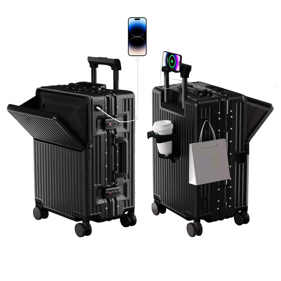 2025 Aluminum Frame Suitcase PC Hard Shell Pressure-Resistant Travel Luggage, 360° Silent Swivel Wheels, with TSA Lock.