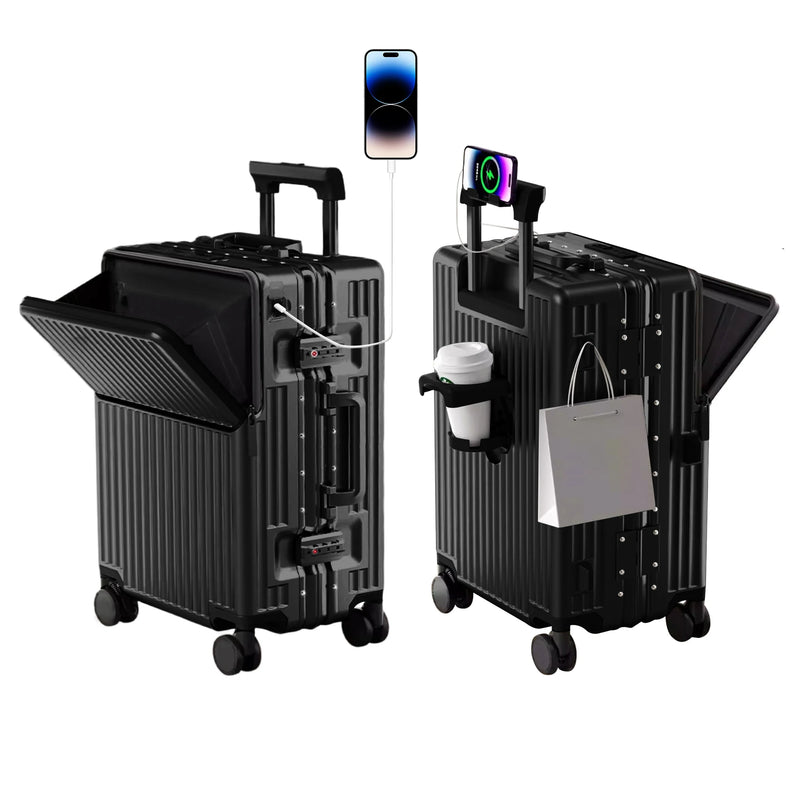 2025 Aluminum Frame Suitcase PC Hard Shell Pressure-Resistant Travel Luggage, 360° Silent Swivel Wheels, with TSA Lock.