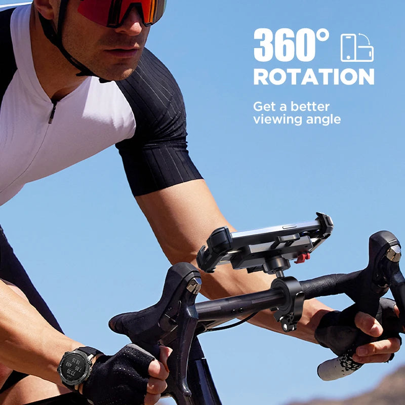 Joyroom Motorcycle Phone Mount Upgrade Bike Phone Holder Ultra-Stable Bicycle Phone Mount Handlebar Cell Phone Clamp for Scooter