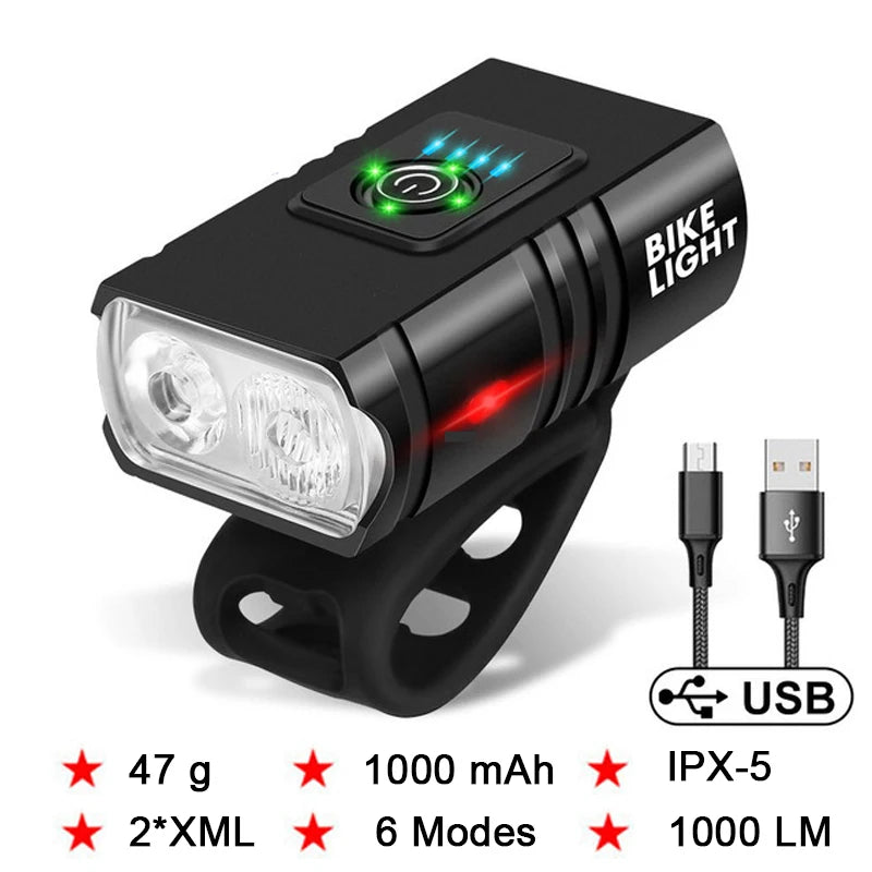 Light Sensation Bike Light 9 LED Bicycle Headlight Type-C Rechargeable Super Bright Bicycle Front Flashlight Mountain Bike Lamp