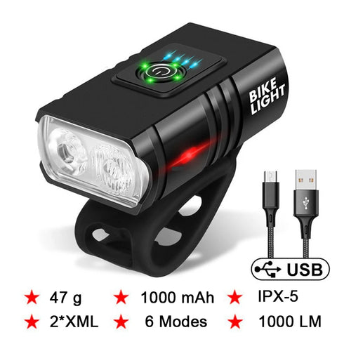 Light Sensation Bike Light 9 LED Bicycle Headlight Type-C Rechargeable Super Bright Bicycle Front Flashlight Mountain Bike Lamp