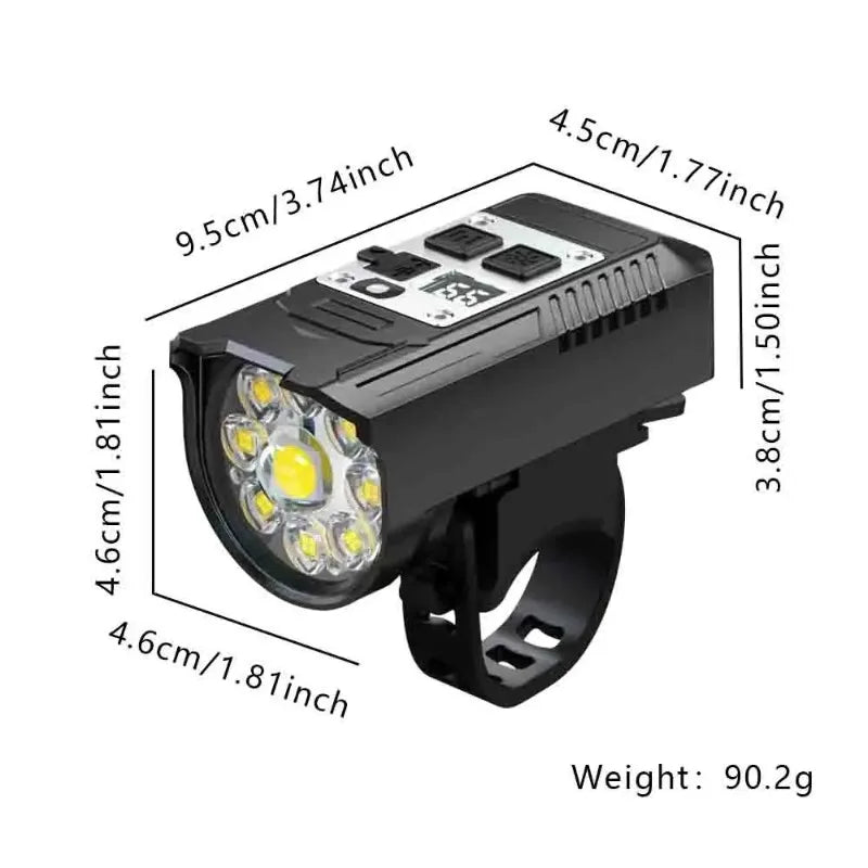 Light Sensation Bike Light 9 LED Bicycle Headlight Type-C Rechargeable Super Bright Bicycle Front Flashlight Mountain Bike Lamp