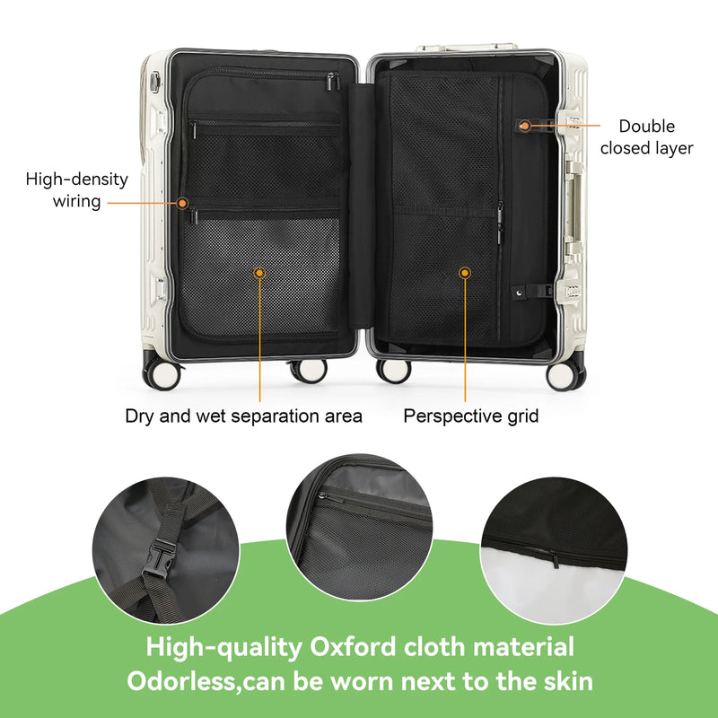 2025 Aluminum Frame Suitcase PC Hard Shell Pressure-Resistant Travel Luggage, 360° Silent Swivel Wheels, with TSA Lock.