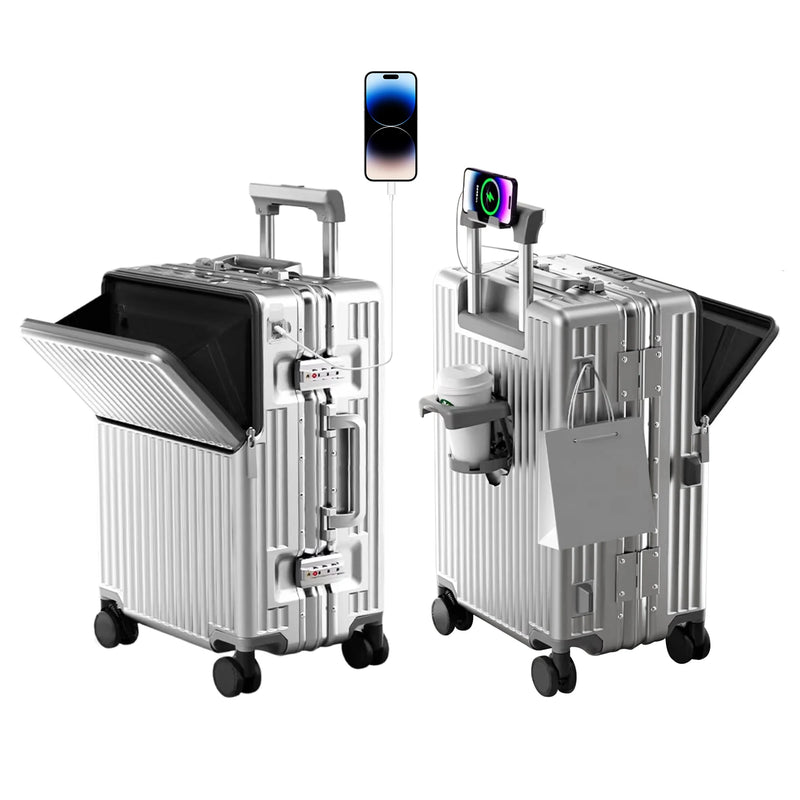 2025 Aluminum Frame Suitcase PC Hard Shell Pressure-Resistant Travel Luggage, 360° Silent Swivel Wheels, with TSA Lock.