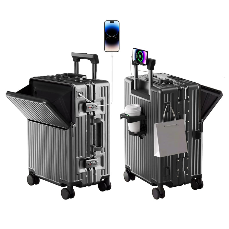 2025 Aluminum Frame Suitcase PC Hard Shell Pressure-Resistant Travel Luggage, 360° Silent Swivel Wheels, with TSA Lock.