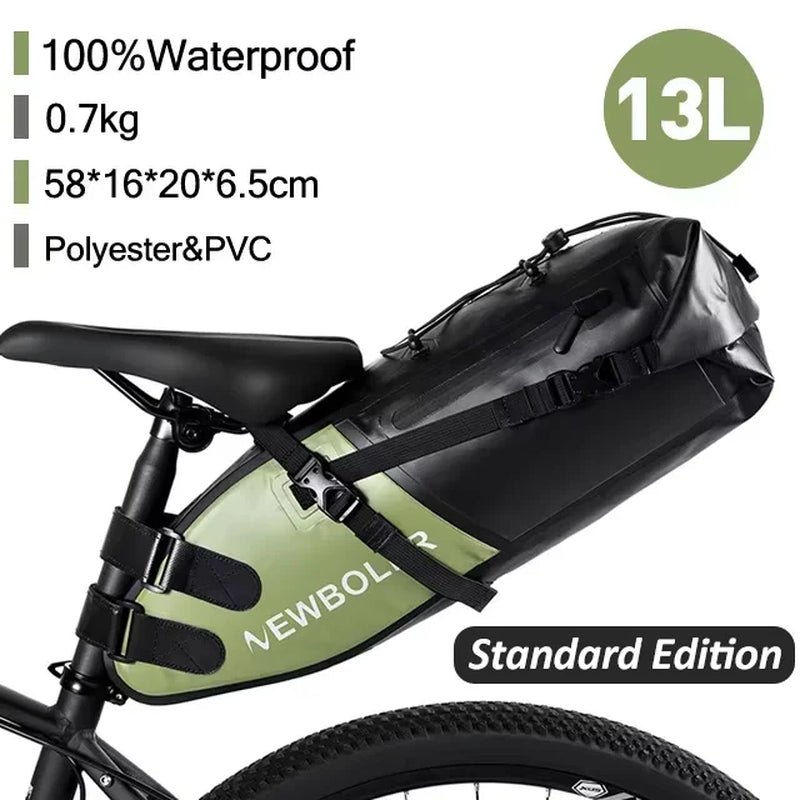 Bicycle Bag Waterproof 13L Large Capacity Bicycle Saddle Bag Bicycle Foldable Tail Bag Mountain Bike Road Luggage